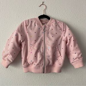 H&M toddler girl’s heart print pink jacket, size 2-3